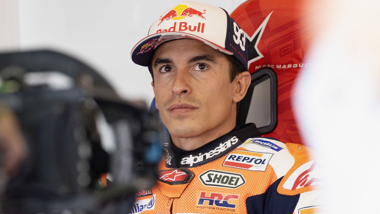 HOHENSTEIN-ERNSTTHAL, GERMANY - JUNE 17: Marc Marquez of Spain and Repsol Honda Team looks on in box and prepares to start during the MotoGP of Germany - Sprint race at Sachsenring Circuit on June 17, 2023 in Hohenstein-Ernstthal, Germany. (Photo by Mirco Lazzari gp/Getty Images)
