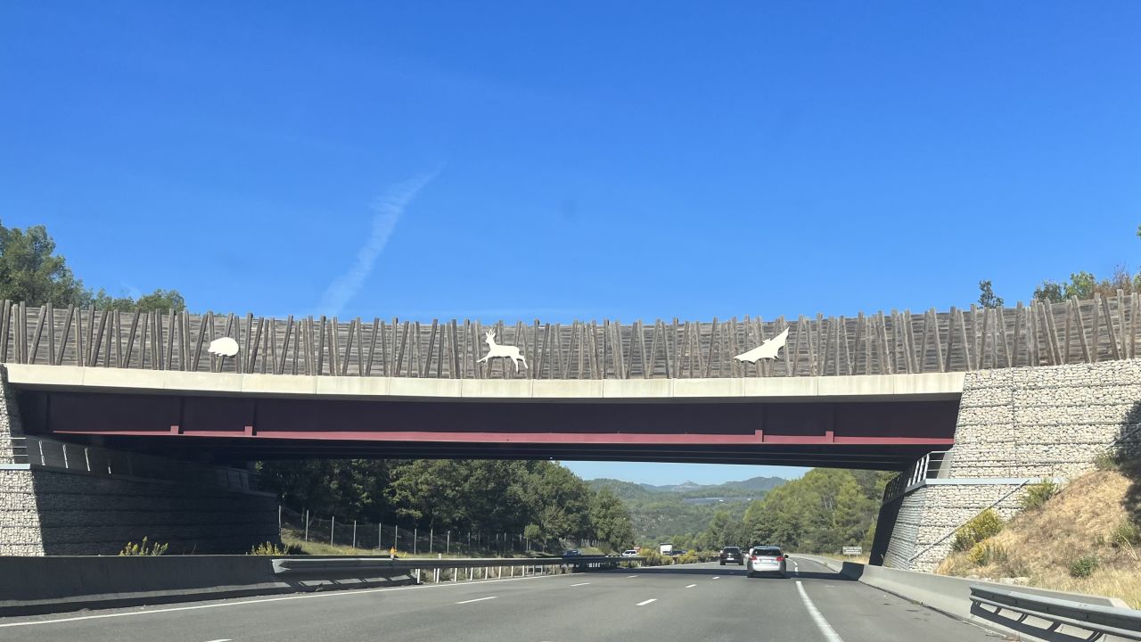 A wildlife overpass - "ecopont" in French - in Brignoles, France.