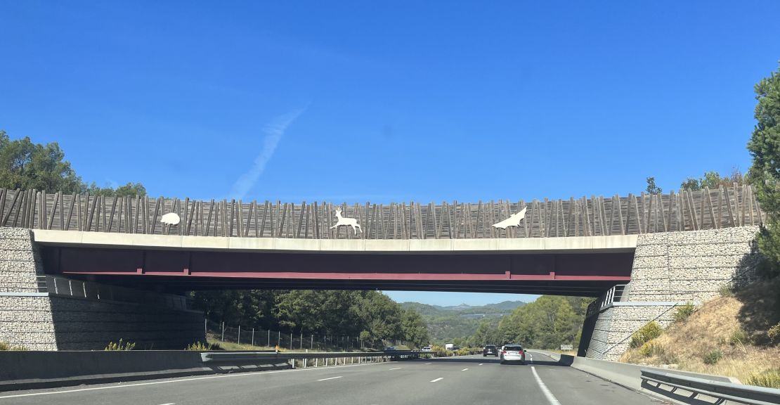 A wildlife overpass - "ecopont" in French - in Brignoles, France.