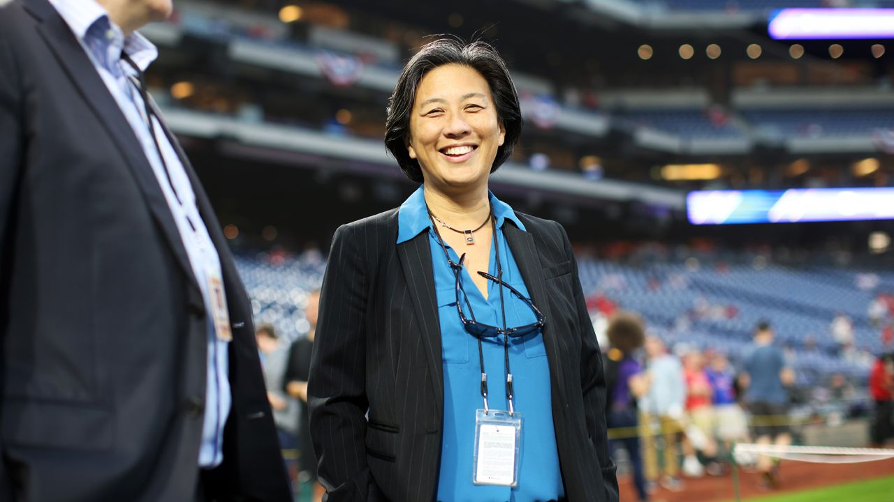 Kim Ng, seen here prior to a game on October 3, will not return as Miami Marlins general manager next season.