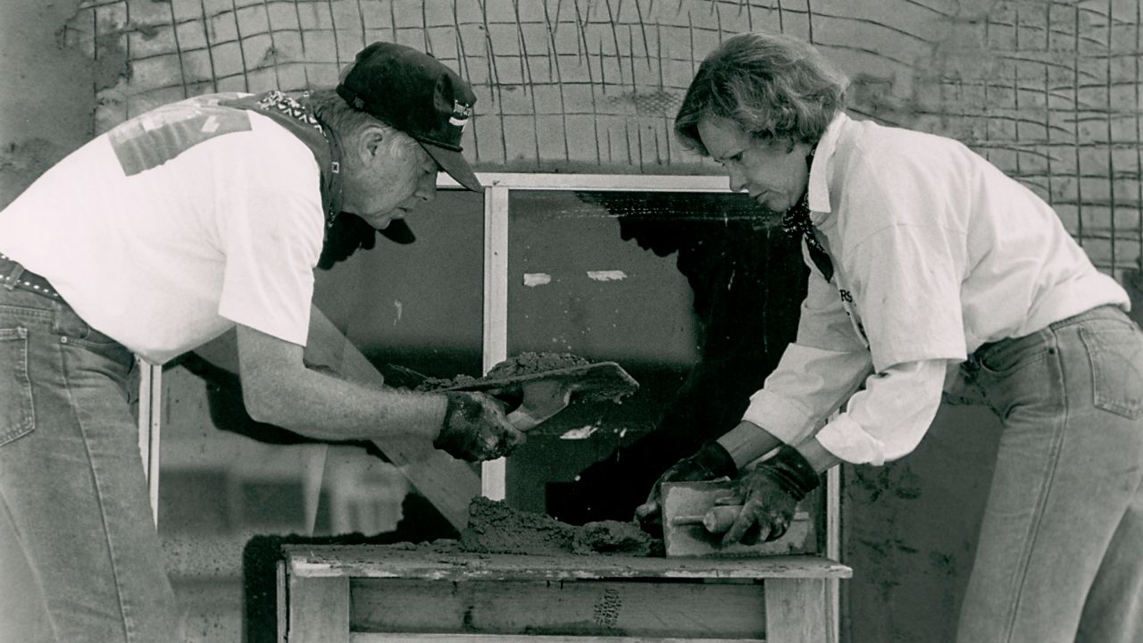 The former President and first lady help build a home in Tijuana, Mexico in 1990.