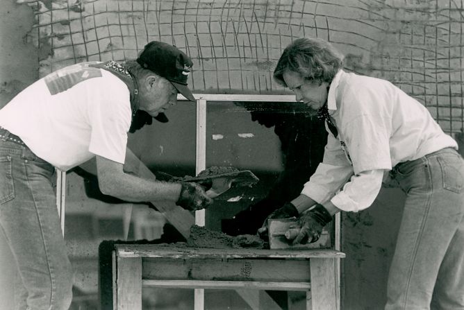 Jimmy and Rosalynn Carter help build a home in Tijuana, Mexico in 1990.