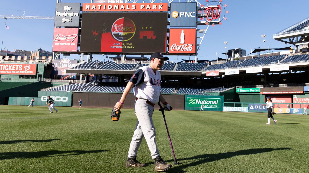 Then-House Majority Whip Steve Scalise walks off the field after warming up prior to the Congressional Baseball Game on June 14, 2018 in Washington, DC.