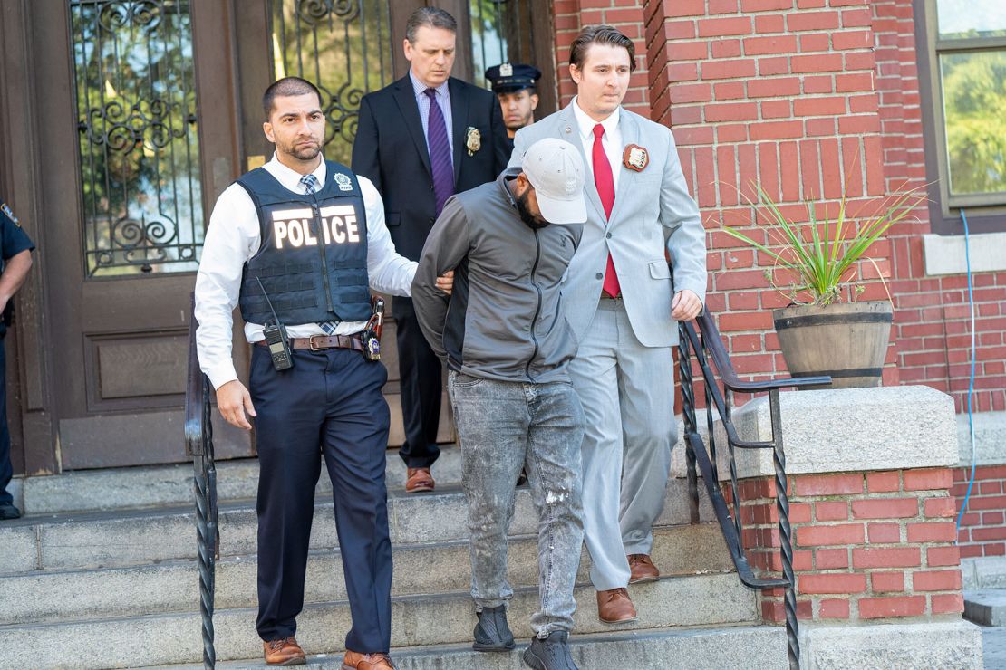 UNITED STATES -September 17:  Carlisto Acevedo-Brito, a suspect in the day care death of 1yr old Nicholas Dominici, was taken from the NYPD 52nd Precinct in the Bronx on Sunday September 17, 2023. 1208  (Photo by Theodore Parisienne for NY Daily News via Getty Images)