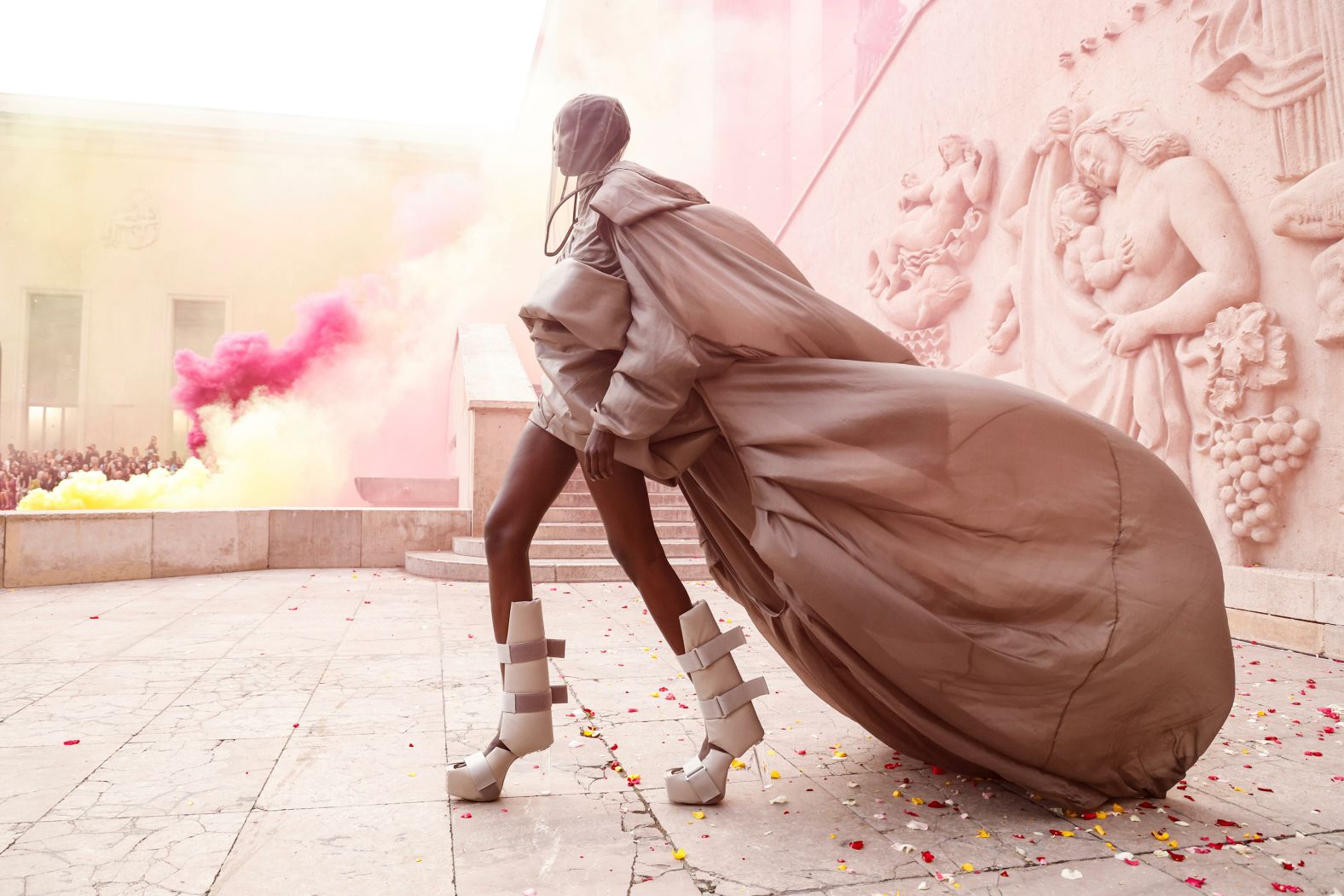 A model walks a runway during a Rick Owens fashion show in Paris on Thursday, September 28.