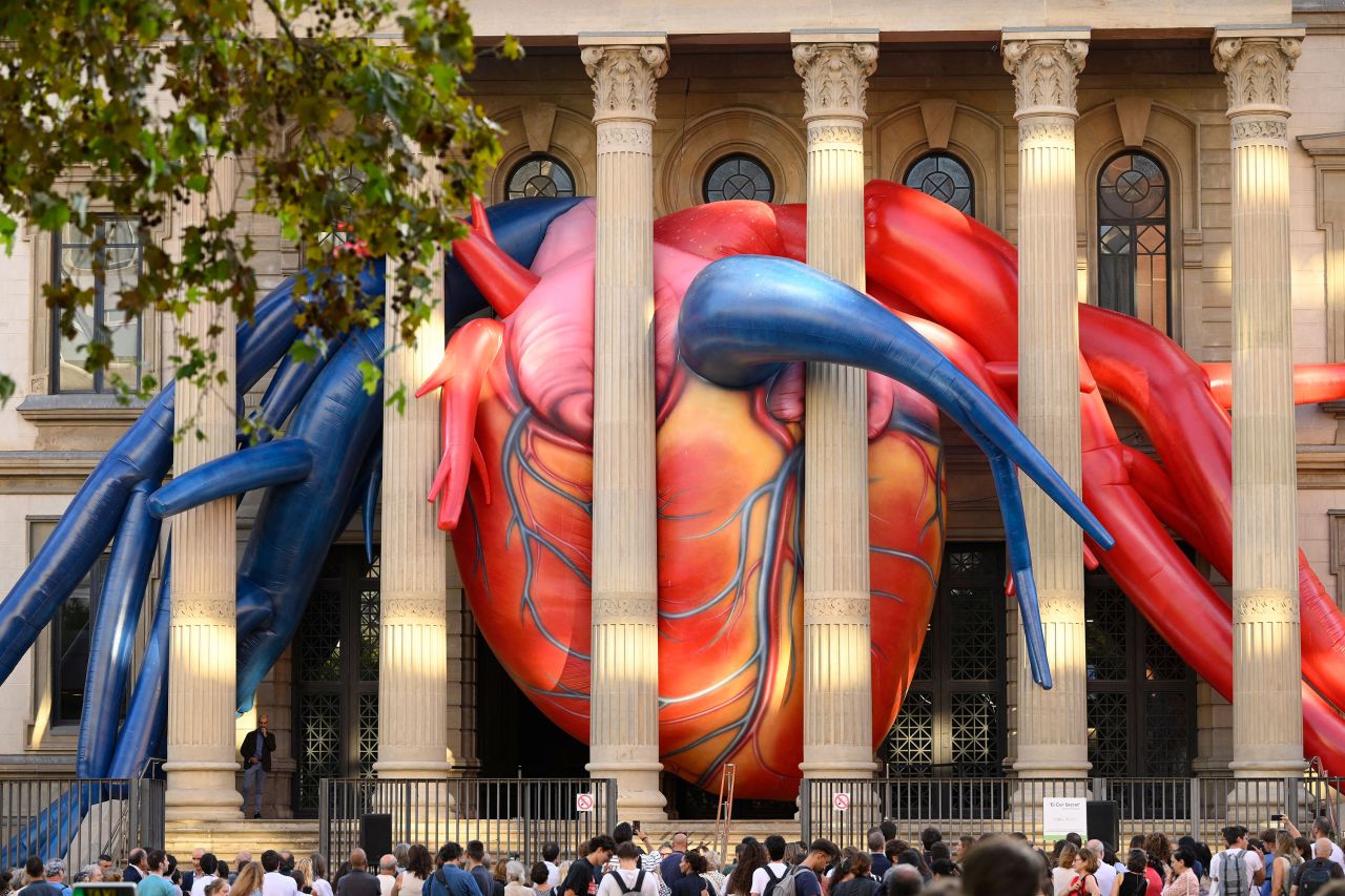 "El Corazón Secreto" ("The Secret Heart"), an installation by Spanish artist Jaume Plensa, is seen at the Hospital Clinic in Barcelona, Spain, ahead of  World Heart Day on Friday, September 29.