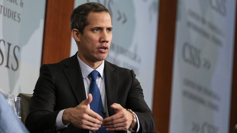 Juan Guaido, Venezuela's opposition leader, speaks during an event at the Center for Strategic and International Studies (CSIS) in Washington, DC, US, on Friday, May 5, 2023. Venezuela's opposition has regained control of the nation's bank accounts in the US, a decision by the US State Department which ends a lockout caused by a void in the opposition's leadership. Photographer: Sarah Silbiger/Bloomberg via Getty Images