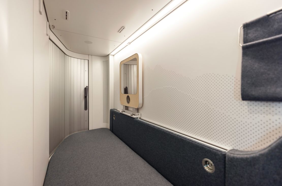 The solo 'pods' allow for privacy in a dormitory-style setup.