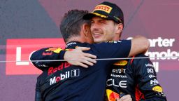Formula One F1 - Japanese Grand Prix - Suzuka Circuit, Suzuka, Japan - September 24, 2023Red Bull's Max Verstappen celebrates on the podium with team principal Christian Horner Red Bull after winning the Japanese Grand Prix and the constructors title REUTERS/Issei Kato