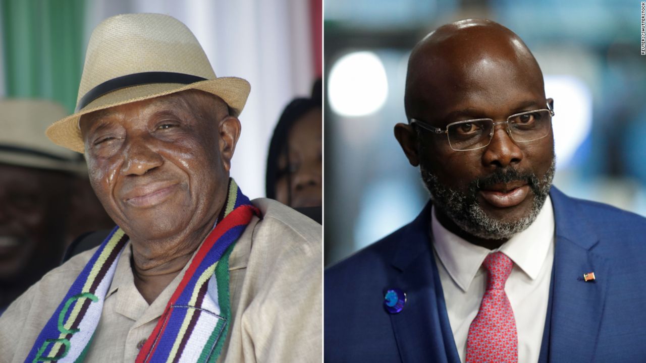 The contest is widely seen as a two-horse race between former Vice President Joseph Boakai (left) and incumbent President George Weah.