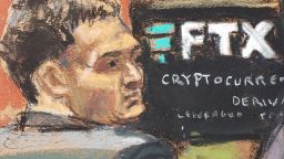 Sam Bankman-Fried listens to proceedings during his fraud trial over the collapse of FTX, the bankrupt cryptocurrency exchange, at Federal Court in New York City, U.S., October 6, 2023, in this courtroom sketch. 