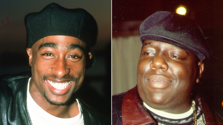 Rappers Tupac Shakur, left, and the Notorious B.I.G.