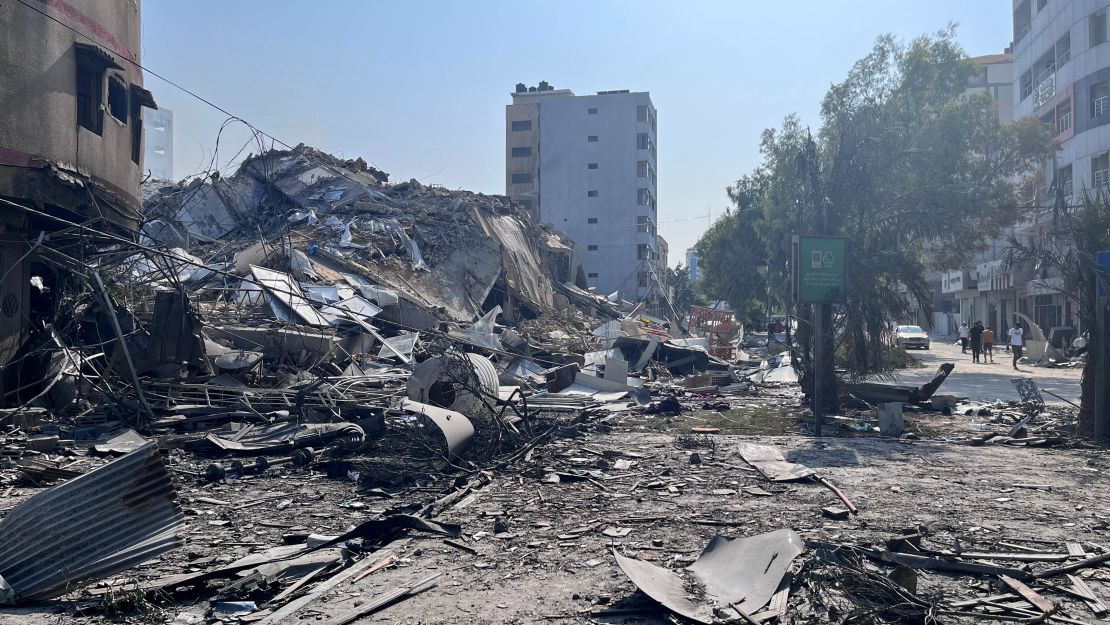 Aftermath of Israeli strikes in Gaza on Sunday. Israel said it struck 800 targets in Gaza.