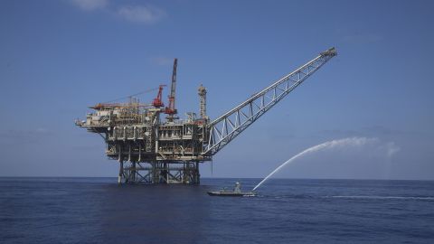 In this September 2, 2015 file photo, a rig is seen in the Tamar natural gas field in the Mediterranean Sea, off the coast of Israel. 