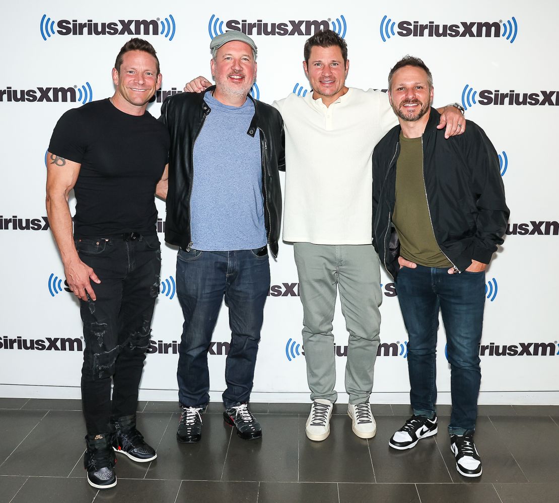 Jeff Timmons, Justin Jeffre, Nick Lachey, and Drew Lachey of 98 Degrees in September.