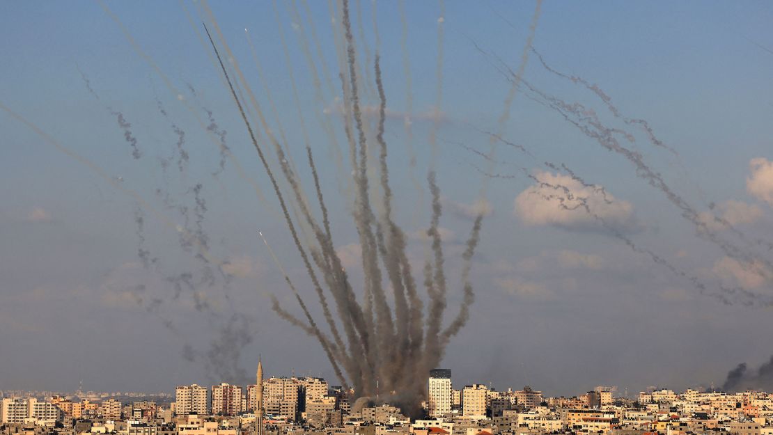 Hamas launched a salvo of rockets from Gaza towards the Israeli city of Ashkelon, October 10, 2023.