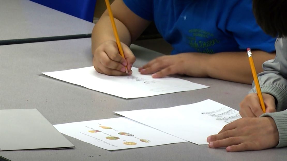 Students write during an English as a new language class at P.S. 111.