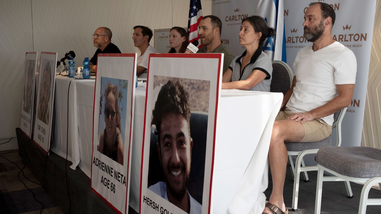 Relatives of US citizens missing since Saturday's surprise attack by Hamas militants near the Israel-Gaza border attend a news conference on Tuesday.