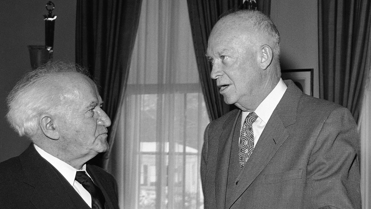 Eisenhower appeared at the White House in 1960 with Israeli Prime Minister David Ben-Gurion of Israel.