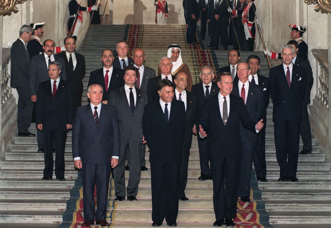 H.W. Bush helped convene the Middle East Peace Conference at the Royal Palace in Madrid in 1991. 