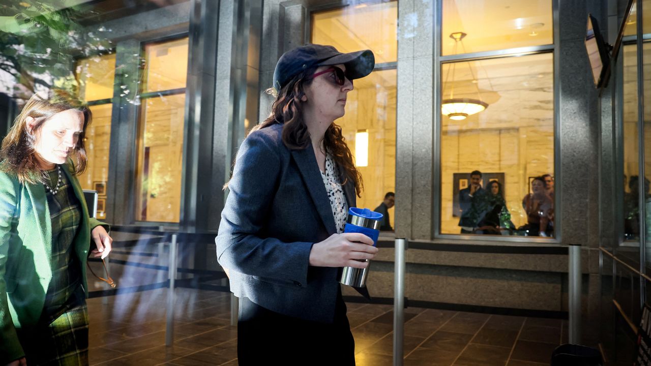 Former crypto hedge fund Alameda Research CEO Caroline Ellison arrives for Sam Bankman-Fried's trial at Federal Court in New York City, October 11, 2023. 