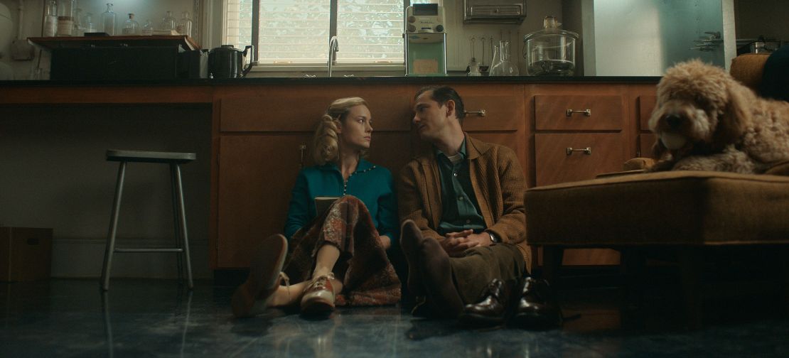 Brie Larson and Lewis Pullman in "Lessons in Chemistry."