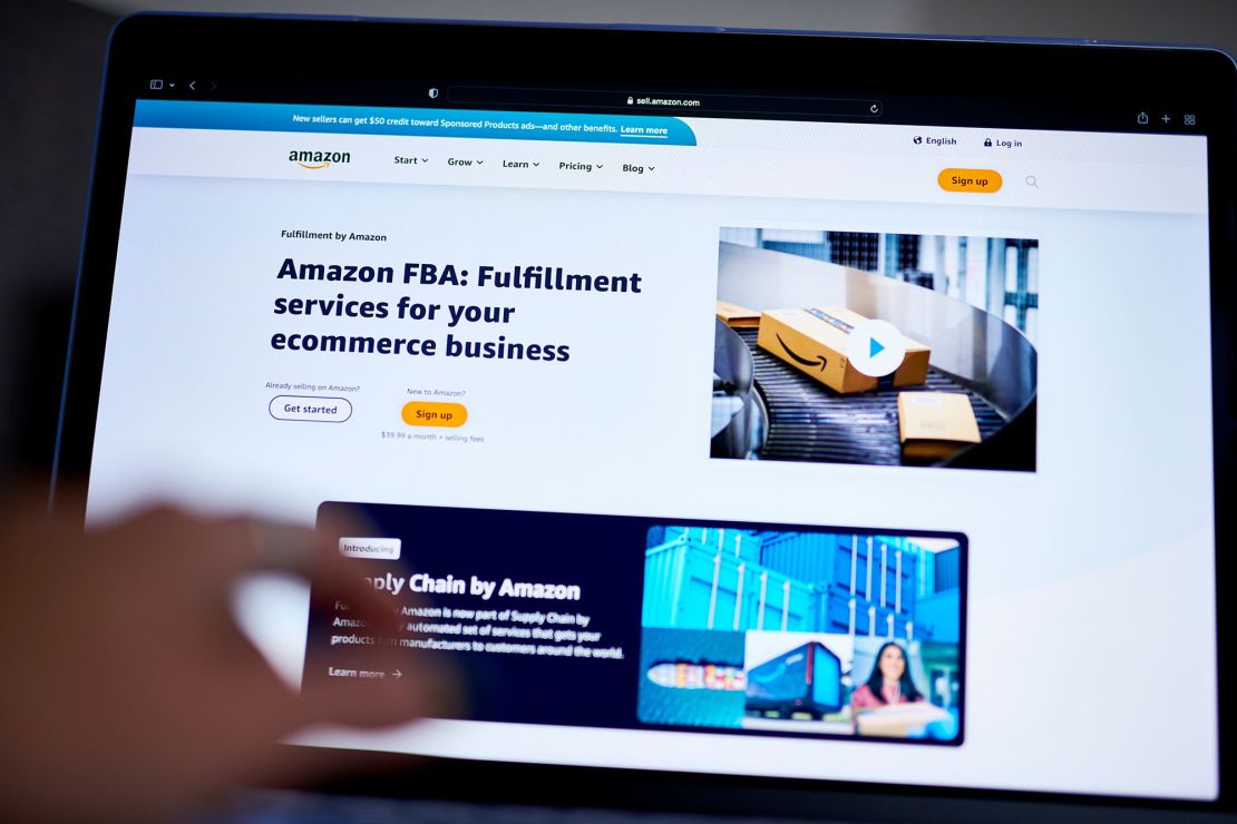 The Amazon.com website is seen on a laptop in New York in September. The US Federal Trade Commission sued Amazon.com Inc. in a long-anticipated antitrust case, accusing the e-commerce giant of monopolizing online marketplace services by degrading quality for shoppers and overcharging sellers. 