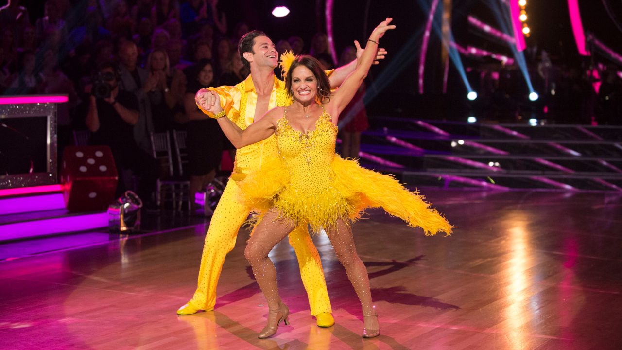 Sasha Farber and Mary Lou Retton perform on "Dancing with the Stars" in 2018.