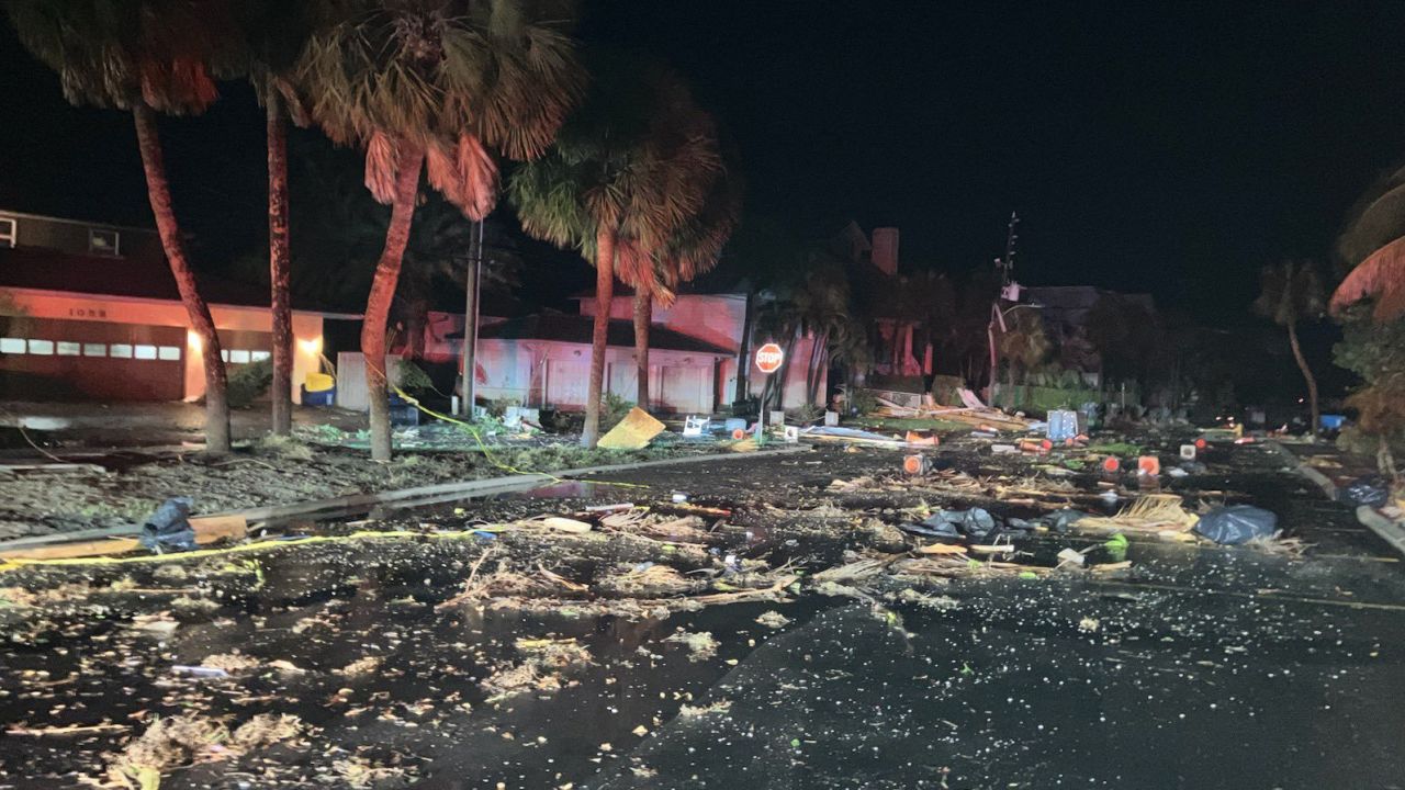 Likely tornado damage in Clearwater Beach, Florida. 