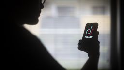 The TikTok logo is seen on a mobile device.