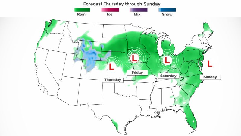 Weekend weather in the US: A powerful storm crosses the country bringing snow, severe weather and heavy rain