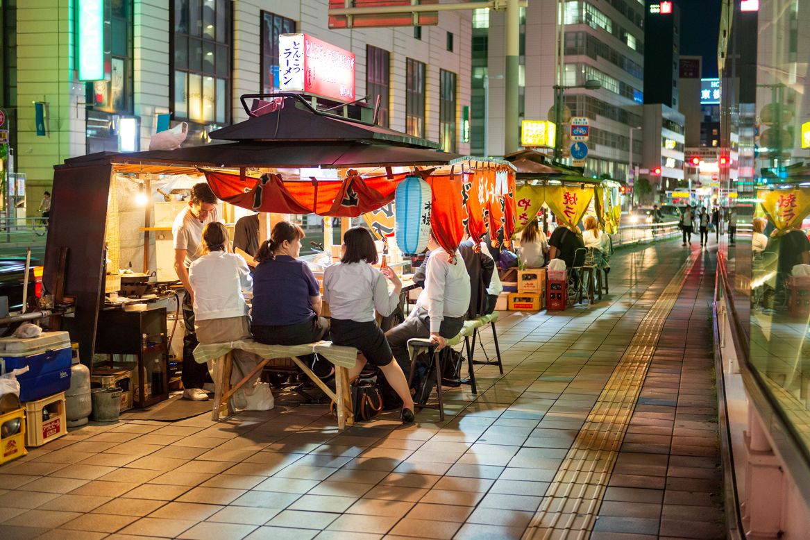 <strong>Tenjin</strong>: This busy neighborhood is one of the main areas for yatais. Stalls must be licensed and removed before dawn to make way for pedestrians.