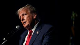 Republican presidential candidate former President Donald Trump speaks on October 11 at the Palm Beach County Convention Center in West Palm Beach, Florida.