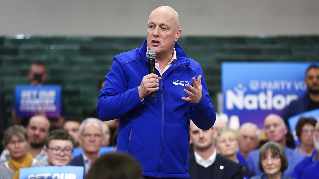 New Zealand National Party leader Christopher Luxon speaks during a National Party campaign rally on October 10 in Wellington, New Zealand.