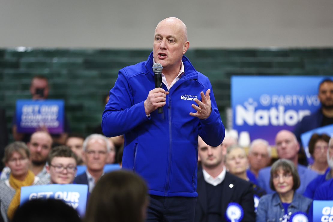 New Zealand National Party leader Christopher Luxon speaks during a National Party campaign rally on October 10 in Wellington, New Zealand.