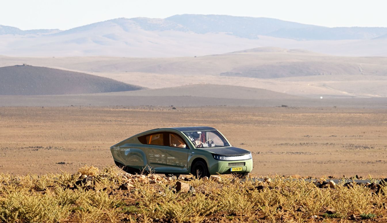 Stella Terra is described as the "world's first off-road solar-powered car." It was developed by the students at Eindhoven University of Technology, in the Netherlands, and tested on rugged terrain in Morocco.