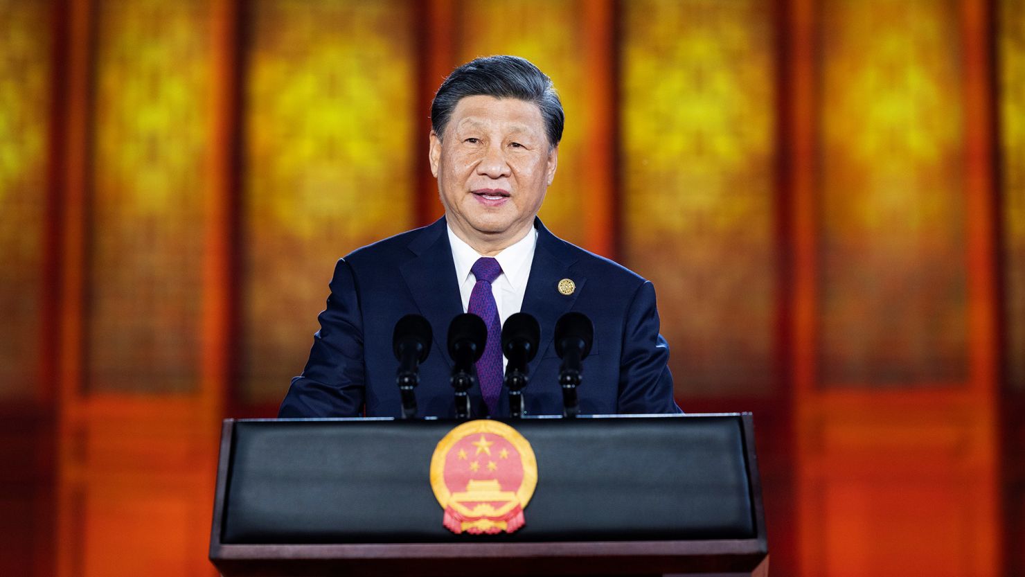 Chinese leader Xi Jinping speaks at the China-Central Asia Summit held this past May in Xi'an.