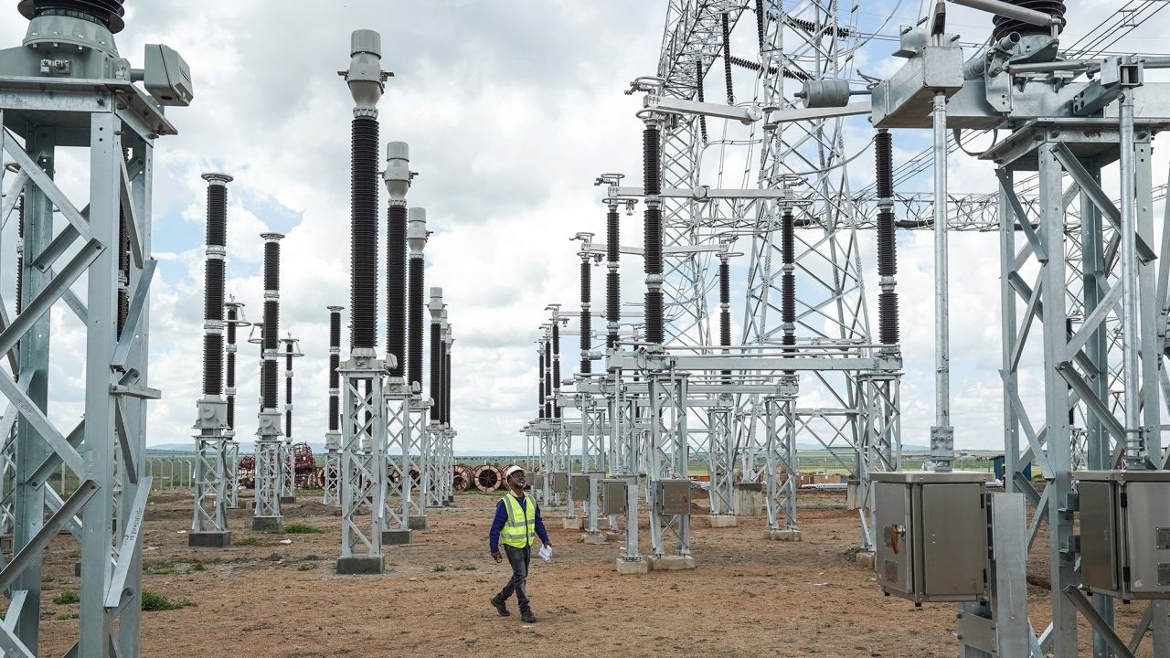 An engineer walks through a China-built power station in Kenya.