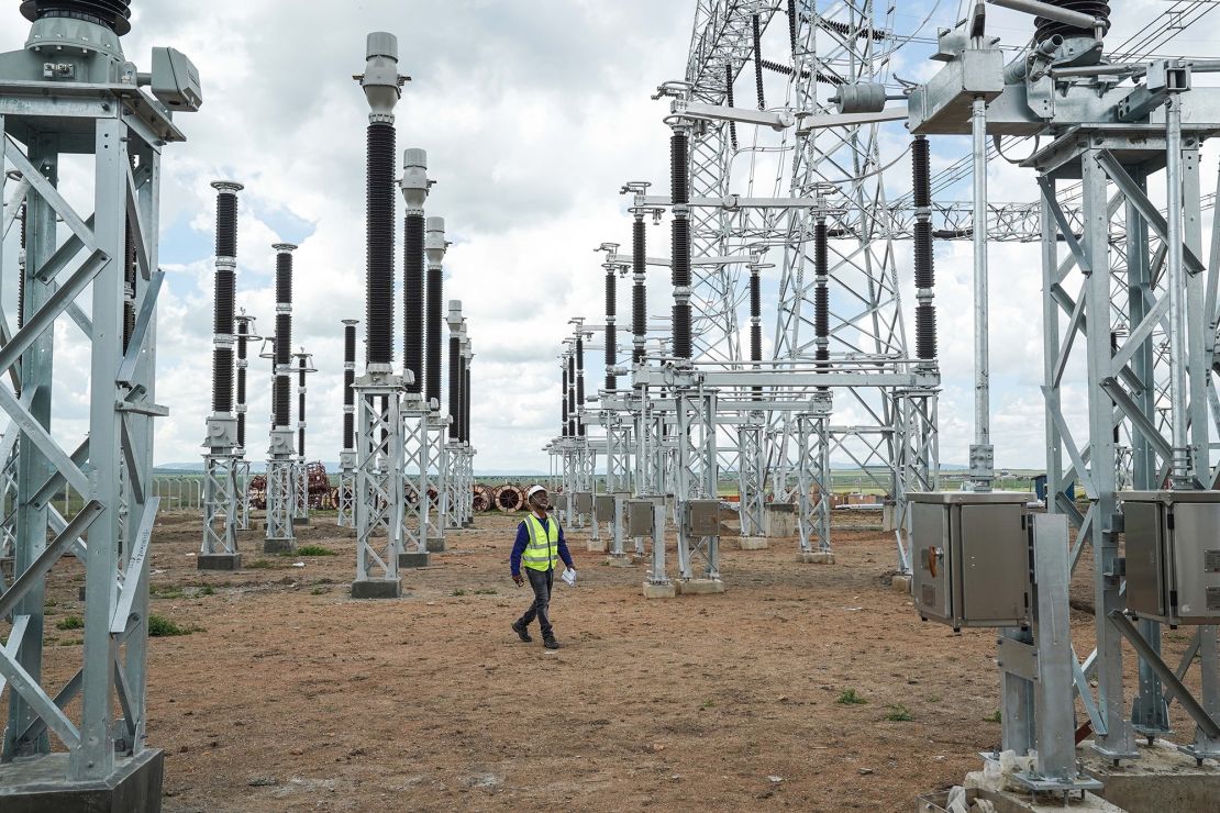 An engineer walks through a China-built power station in Kenya.