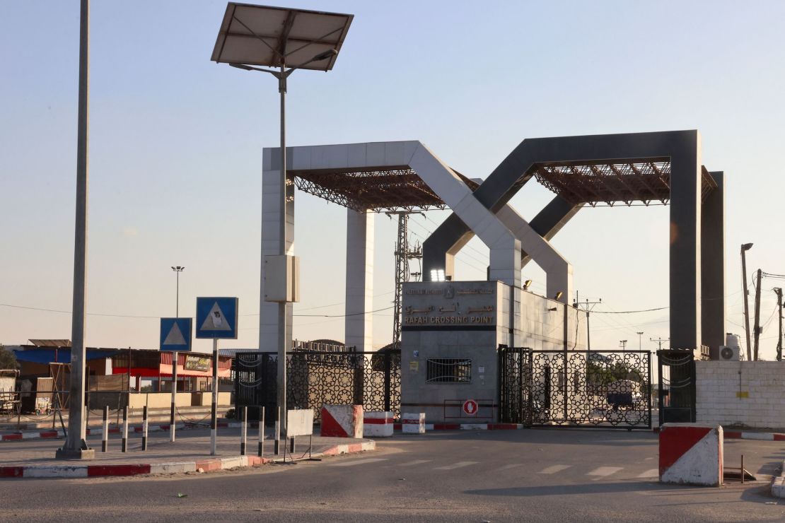 The Rafah border crossing from Gaza into Egypt is seen on October 10.