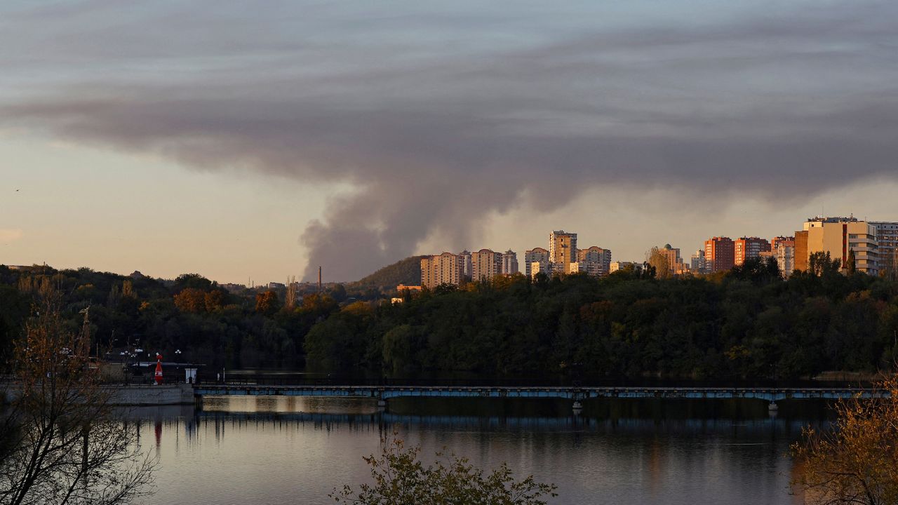 Smoke rises from the area in the direction of Avdiivka in the course of Russia-Ukraine conflict, as seen from Donetsk, Russian-controlled Ukraine, October 11, 2023. REUTERS/Alexander Ermochenko