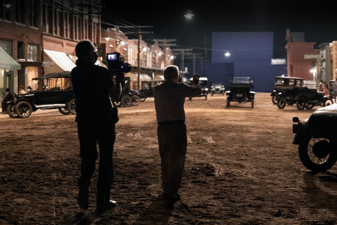 Scorsese and cinematographer Rodrigo Prieto setting up a shot for "Killers of the Flower Moon." The town of Fairfax, Oklahoma was recreated in nearby Pawhuska by redressing and refitting period buildings back to their former self.