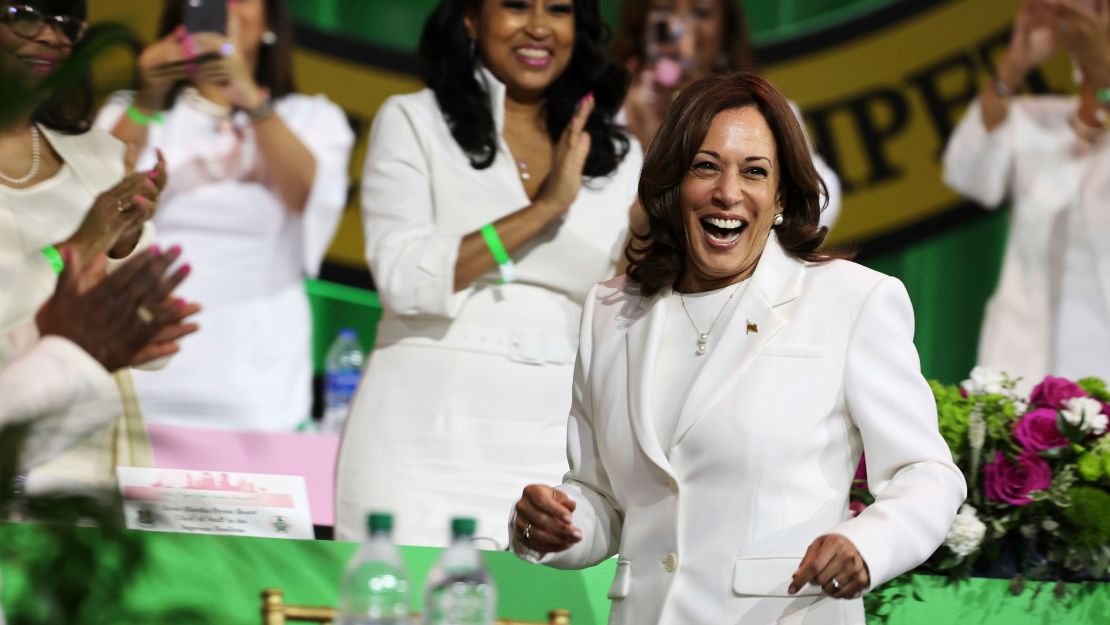 Vice President Kamala Harris arrives to speak to the 70th Boule of Alpha Kappa Alpha Sorority, Inc., at the Orange County Convention Center, on Thursday, July 14, 2022.