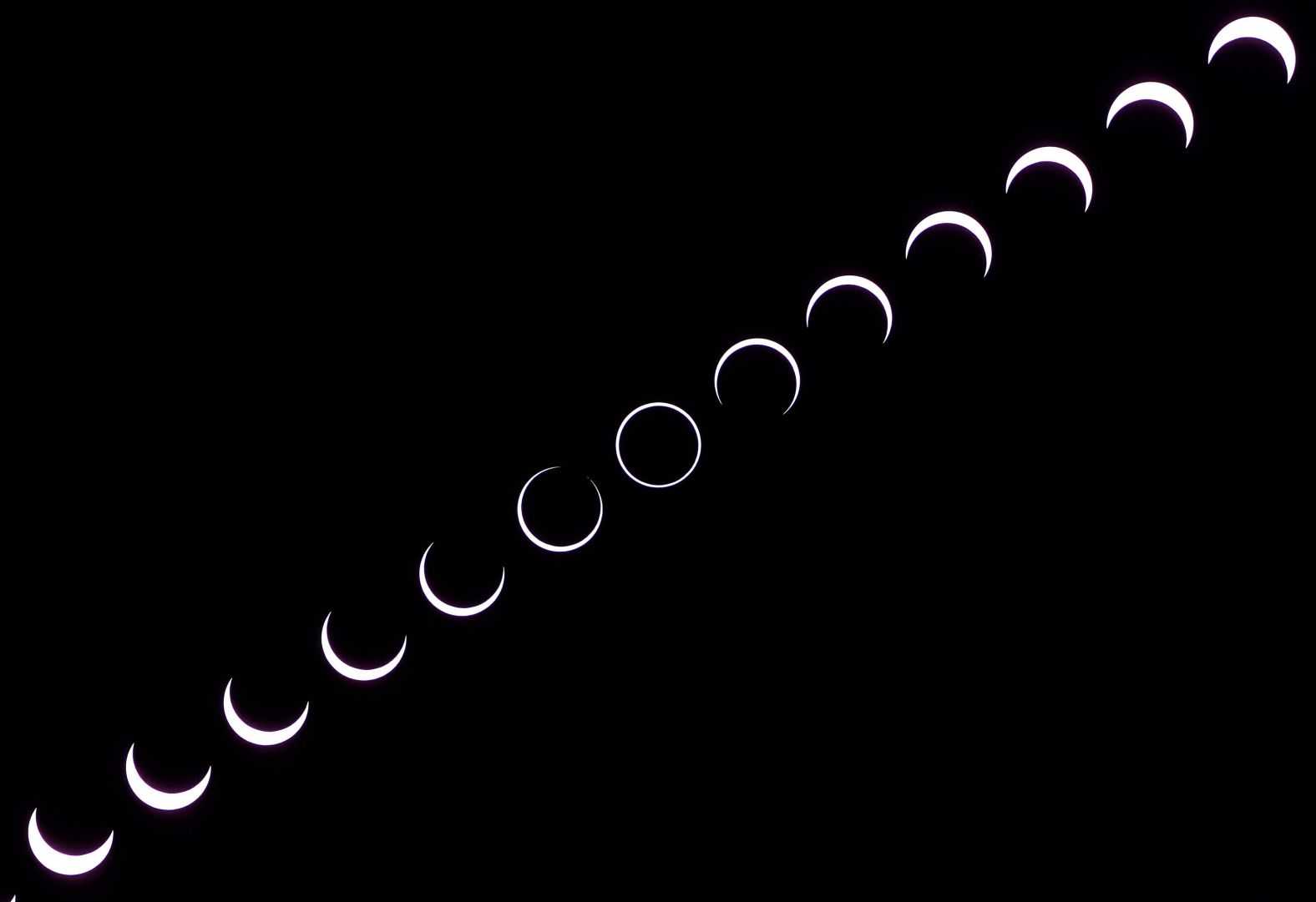 Multiple exposures were combined to produce this image of the eclipse's stages, as seen from Bluff, Utah.