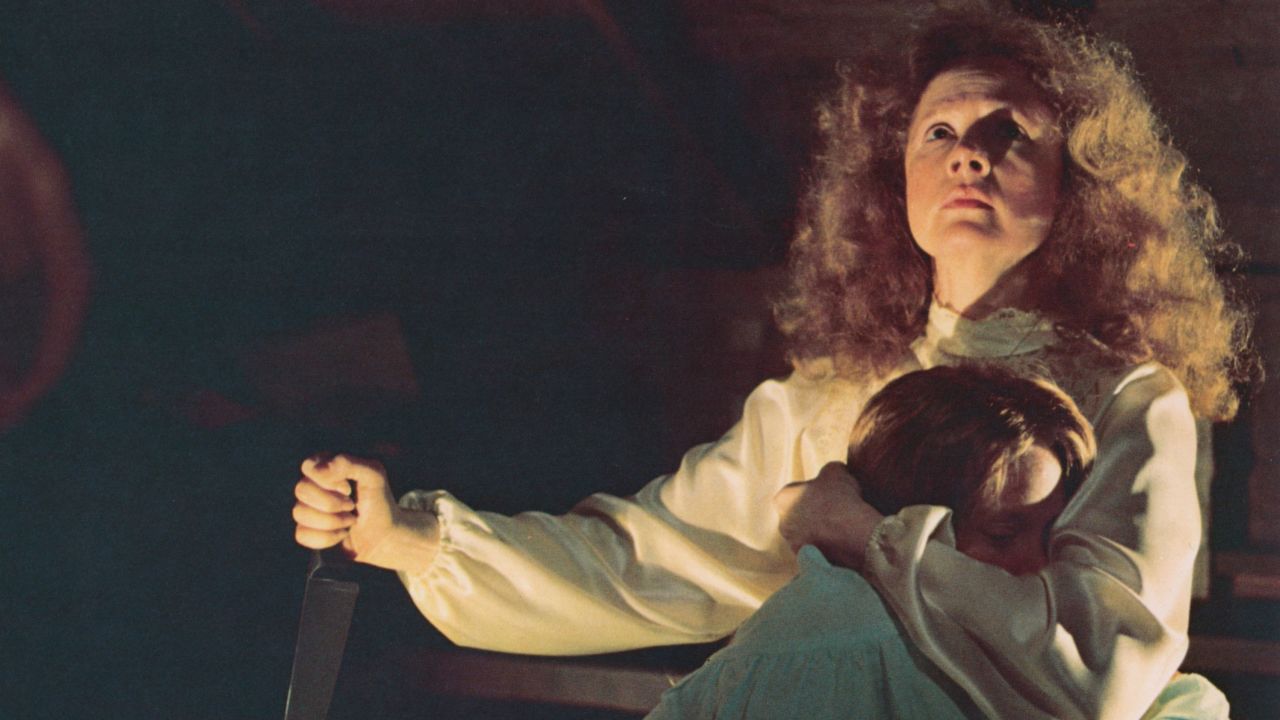 Piper Laurie portrays Margaret White in the 1976 film 