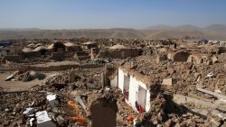 A general view shows debris of houses that were damaged in a series of earthquakes, in Injil district of Herat province on October 15, 2023. A magnitude 6.3 earthquake killed two people in western Afghanistan on October 15, with damaged prisons emptied and residents fleeing a region where tremors have claimed at least 1,000 lives this past week. (Photo by Mohsen KARIMI / AFP) (Photo by MOHSEN KARIMI/AFP via Getty Images)