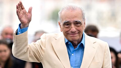 US director Martin Scorsese waves during a photocall for the film "Killers of the Flower Moon" at the 76th edition of the Cannes Film Festival in Cannes, southern France, on May 21, 2023. (Photo by LOIC VENANCE / AFP) (Photo by LOIC VENANCE/AFP via Getty Images)