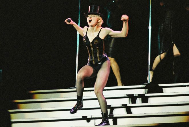 Madonna wore a corset, along with fishnet tights, during the "Who's That Girl" tour in 1987. 