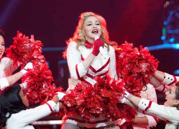 Madonna's "MDNA" tour in 2012 included cheerleader and marching band ensembles.