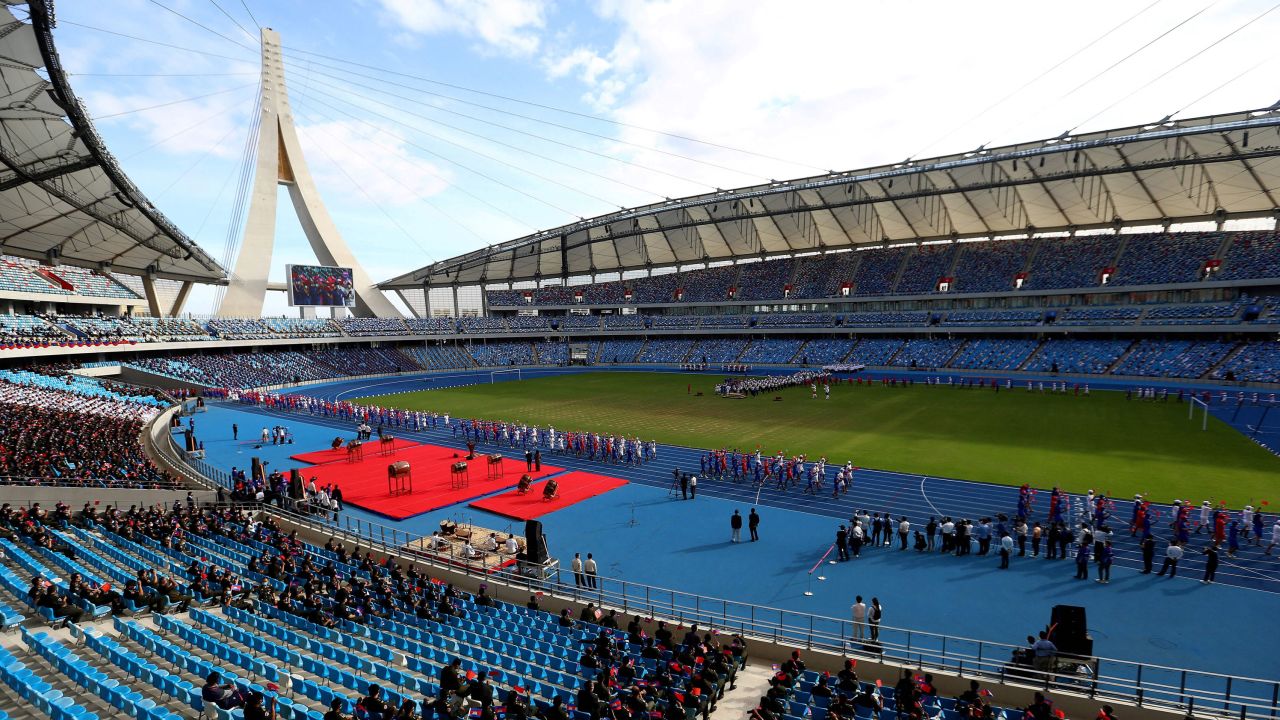 The opening ceremony of Cambodia's Morodok Techo National Stadium, funded by China's Belt and Road Initiative, in Phnom Penh on December 18, 2021.